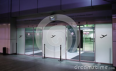 Airport entrance in Budapest Editorial Stock Photo