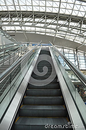 Airport Escalator Going Up Stock Photo