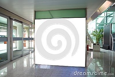 Airport exit door glass wall corridor wall lightboxes Stock Photo