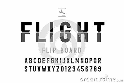 Airport flip board panel style font Vector Illustration