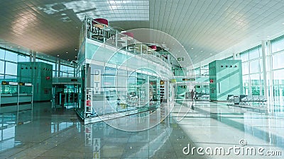 Airport hall interior, lounge zone, duty-free. Beautiful high-tech architecture Editorial Stock Photo