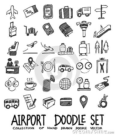 Airport hand drawn icon illustration line art doodle eps10 Cartoon Illustration