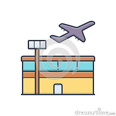 Color illustration icon for Airport, aerodrome and terminal Vector Illustration