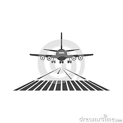 Airport icon, Airplane on the runway Vector Illustration