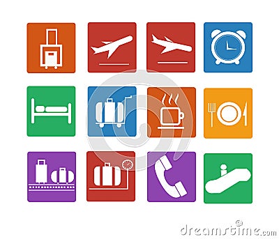 Airport icon. Flat icons set Vector Illustration