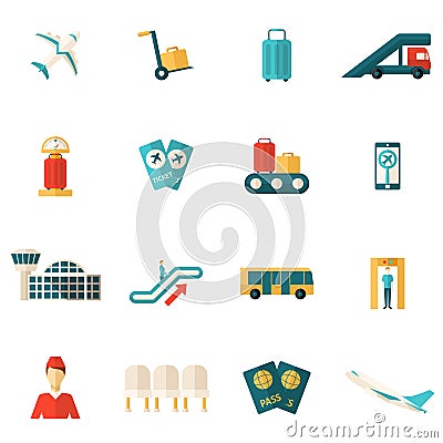 Airport Icons Flat Vector Illustration