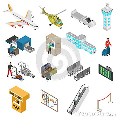 Airport Icons Set Vector Illustration