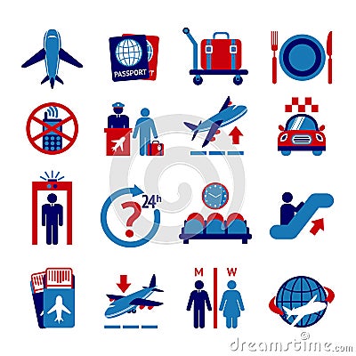 Airport Icons Set Vector Illustration