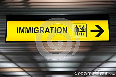 Airport immigration and customs sign Stock Photo