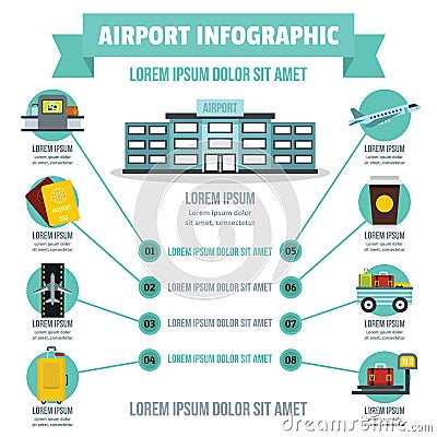 Airport infographic concept, flat style Vector Illustration