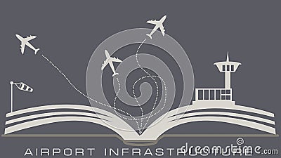 Airport infrastructure from open book Vector Illustration