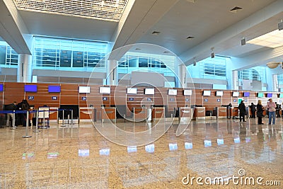 Airport interior hall with reflection on floor Stock Photo