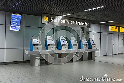 Airport KLM check in terminals Stock Photo