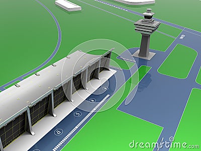 Airport main terminal illustration Cartoon Illustration