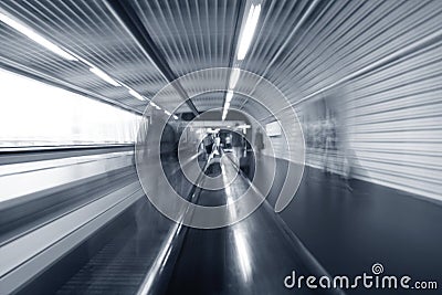 Airport moving escalator Stock Photo