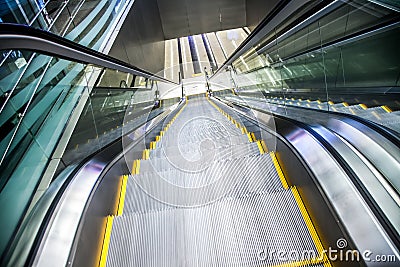 Airport moving sidewalk also travelator, walkalator . Stock Photo