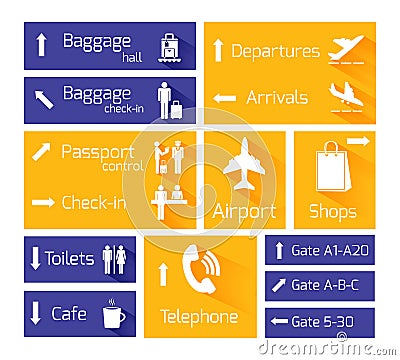 Airport Navigation Infographic Design Elements Vector Illustration