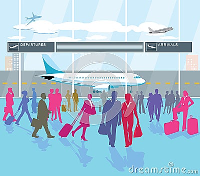 Airport passenger terminal and waiting room Vector Illustration