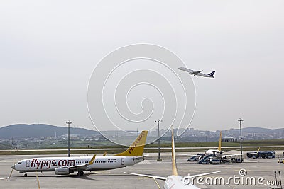 Airport plane runway pegasus airlines Editorial Stock Photo