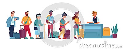 Airport queue, passport control or baggage claim Vector Illustration