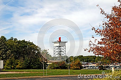 Airport radar tower and antenna Stock Photo