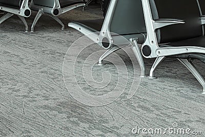 Airport seating metal framed chairs in Boston airport terminal Stock Photo