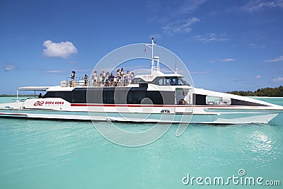 Airport shuttle boat in Bora Bora Editorial Stock Photo