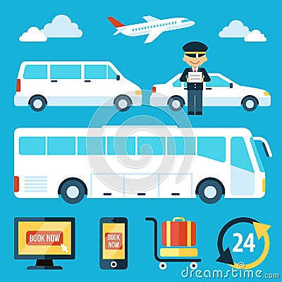 Airport Shuttle Vector Illustration