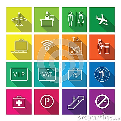Airport sign icon flat line shadow Vector Illustration