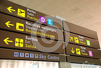 Airport signs Stock Photo