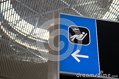 Airport signs, directions, gates and informations Stock Photo