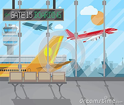 Airport terminal background Vector Illustration