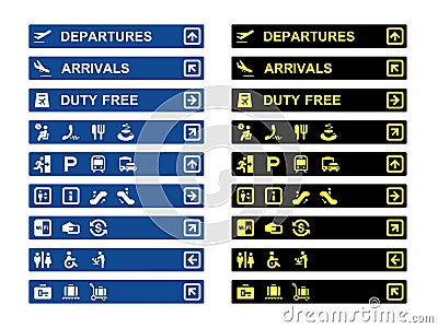 Airport terminal banners and symbols Vector Illustration