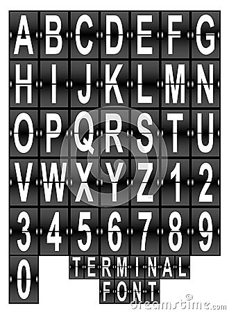 Airport Terminal Display Font Set Vector Illustration