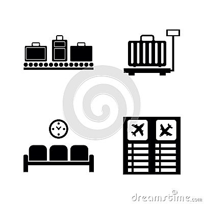 Airport Terminal. Simple Related Vector Icons Vector Illustration