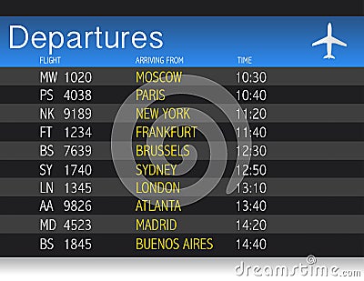 Airport time Departure table illustration design Vector Illustration