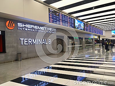 Airport timetable display, Moscow, Russia Editorial Stock Photo