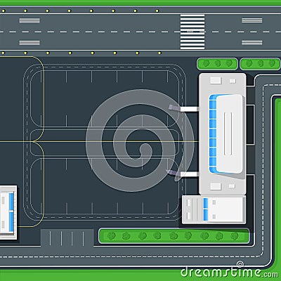 Airport Top View Vector Concept in Flat Design Vector Illustration