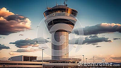 Airport Tower Control. Generative AI Stock Photo