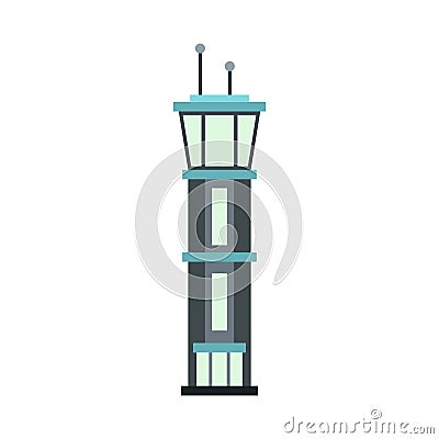 Airport tower icon, flat style Vector Illustration