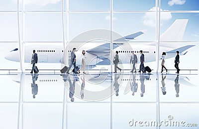 Airport Travel Business Trip Transportation Airplane Concept Stock Photo