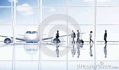 Airport Travel Business Trip Transportation Airplane Concept Stock Photo