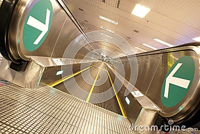 Airport travelator tilted Stock Photo