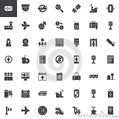 Airport vector icons set Vector Illustration