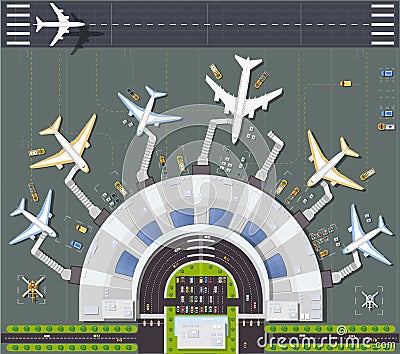 Airport view from above Vector Illustration