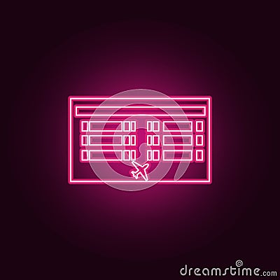 airport view from above icon. Elements of Airport in neon style icons. Simple icon for websites, web design, mobile app, info Stock Photo