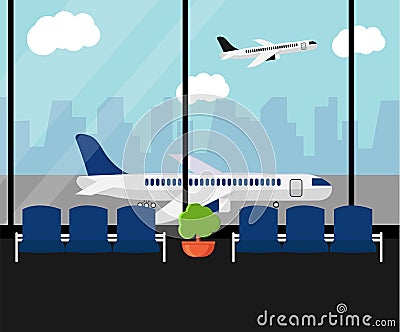 Airport waiting room or departure Vector Illustration