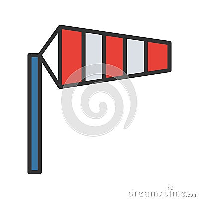 Airport windsock color icon. Isolated vector illustration on white background. Vector Illustration