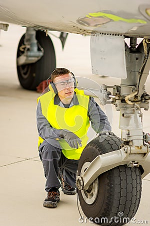 Airport worker mechanic Stock Photo