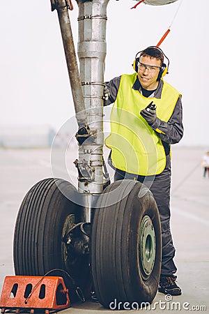 Airport worker mechanic Stock Photo